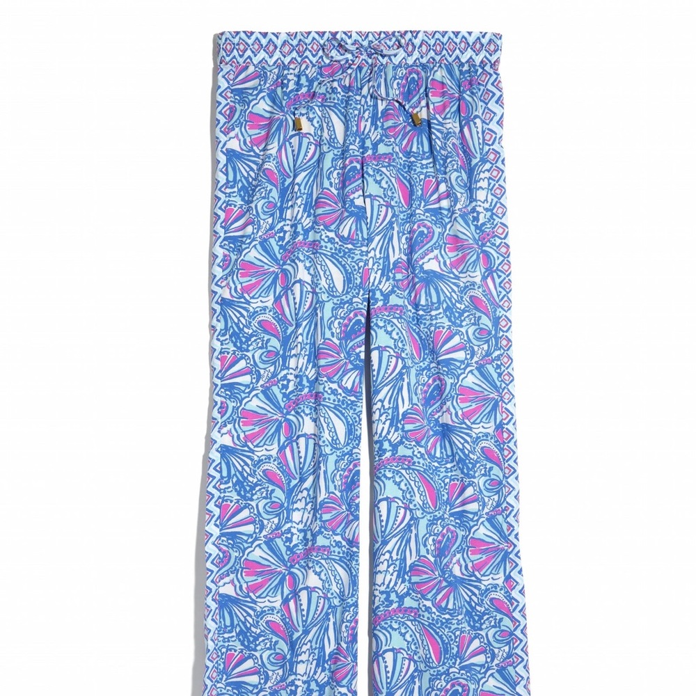 Lilly Pulitzer for Target Palazzo Flowy Pants Blue Pink Shells